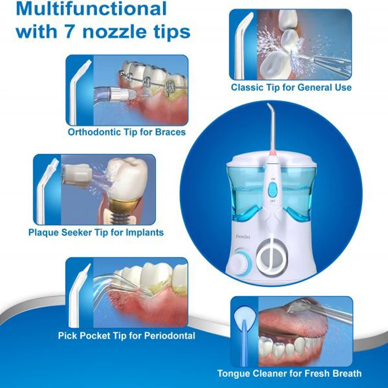 600 мл воды зубная нить Oral dentjet Многофункциональный ирригатор для полости рта стоматологический набор ухода за зубами очиститель палочки с 7