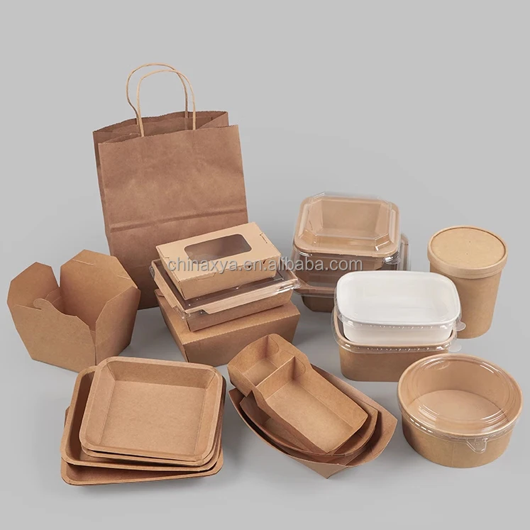 Brown Kraft Paper Rectangle Disposable Food Containers Cake Boxes with Clear Lid For Sandwich, Taco, Egg Tart, Cupcake, Donut factory