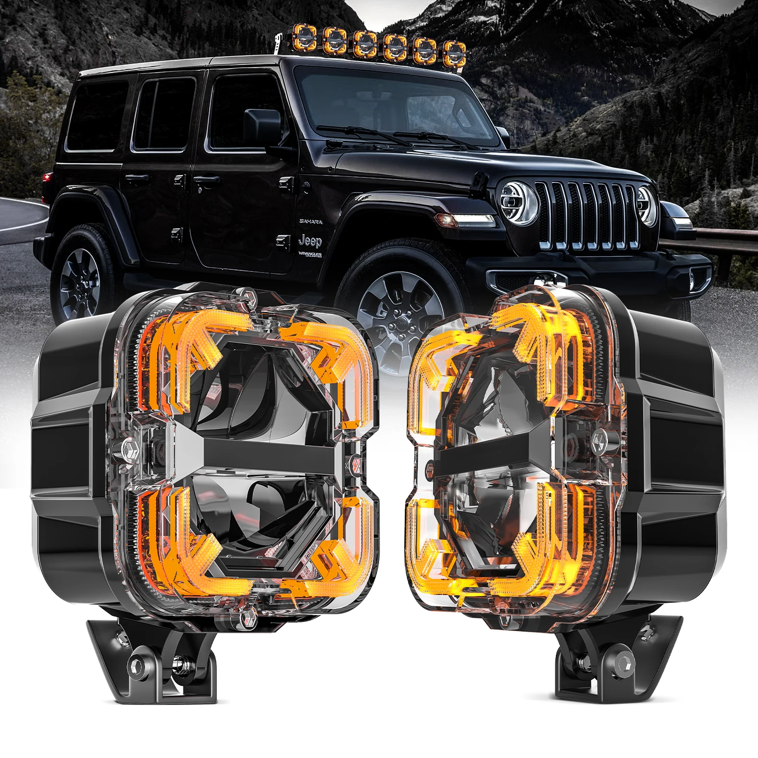 LOYO Amber DRL LED Spot Light Pods Lamp Square Work Fog Light for Truck  Pickup SUV ATV UTV Boat Offroad LED Driving Lights| Alibaba.com