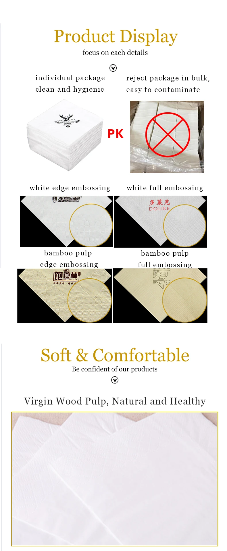 Western Restaurant Paper Towel Customized Square Disposable Double