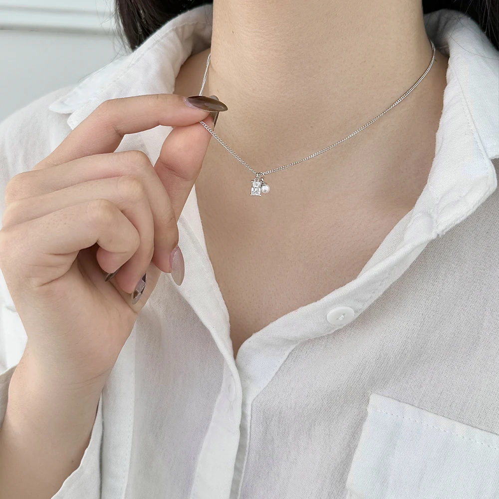 KAKODIY Grace Fine Jewelry 925 Sterling Silver Rhodium Plated 14K Gold Plated Chain 5A Zirconia Pearl Pendant Necklace Women's detail 9