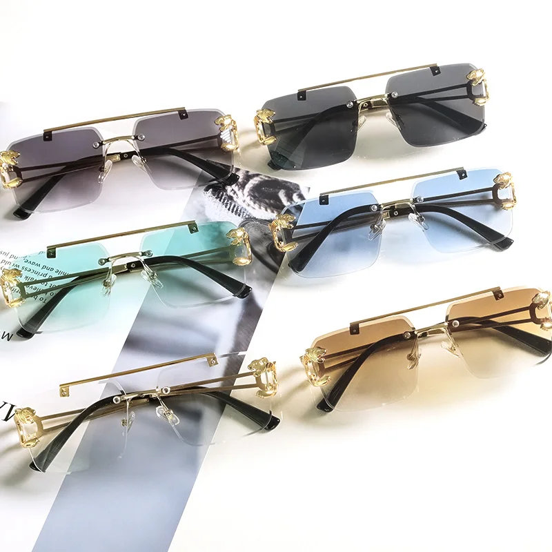 Rimless Metal Square Sunglasses