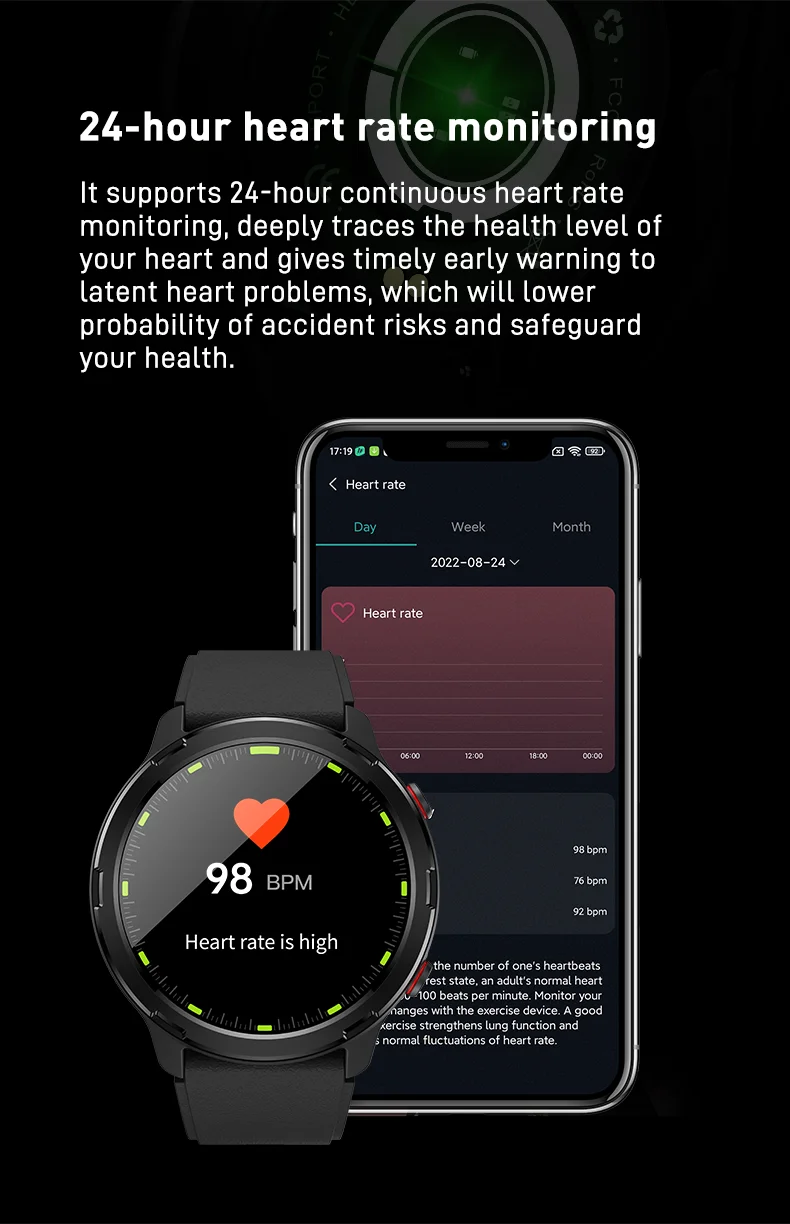S47 Circular Watch with GPS Wrist Lift Screen Heart Rate Blood Oxygen Sleep Monitoring Smart Watches