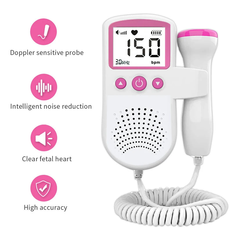 Fetal Doppler Baby Ultrasound Portable Fetal Doppler Monitor Fetal Doppler Heart Rate Monitor with Speaker