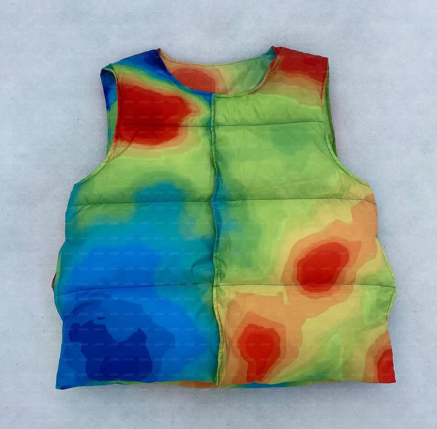 Custom Down Jackets Tie Dye Sleeveless Cotton Streetwear Winter Cropped Bubble Puffy Down Coats Puffer Vest Men gallery 8
