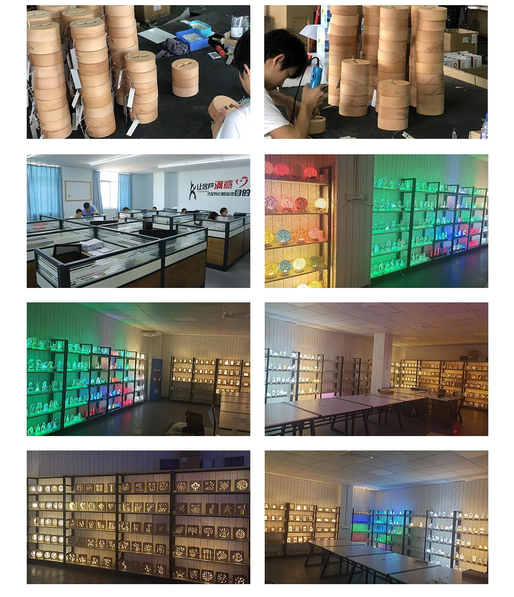 Custom Light Usb Wooden Base Lamp Led 3d Night Light Round Oval
