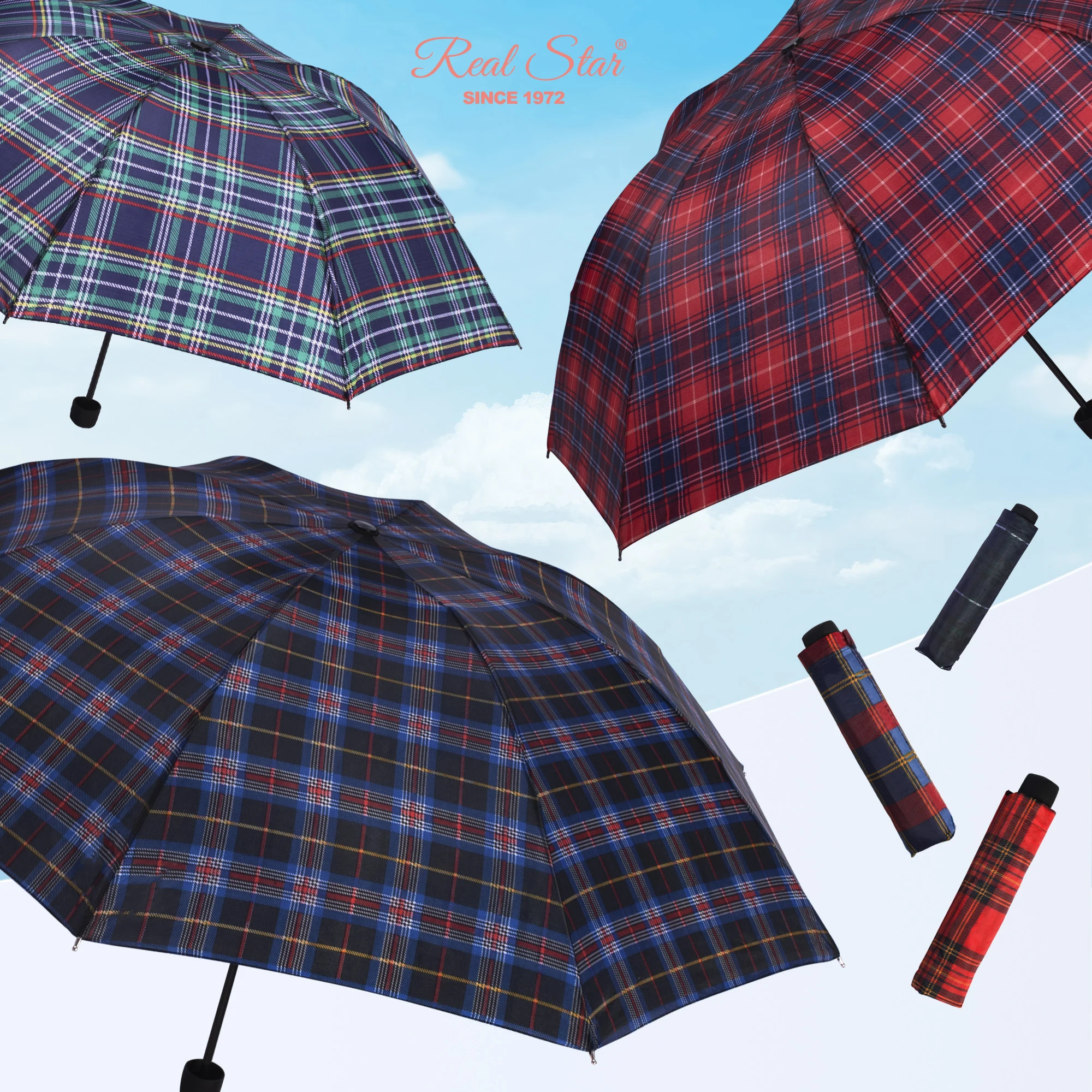 Happy Swan Polyester China Supplier Cheap Market Umbrella Three Folding Manual Umbrella