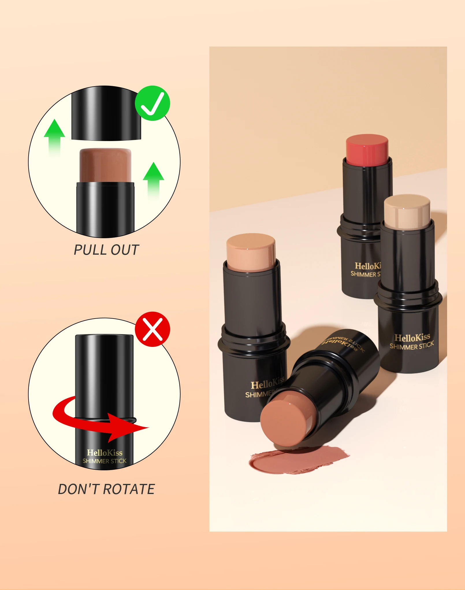 Cream Blush Stick Monochromatic Blush Beauty Wand For Cheek And Lip Tint Long Lasting Hydrating