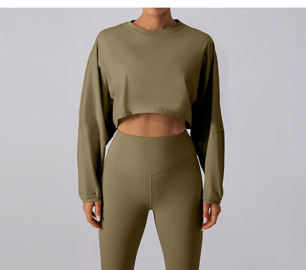 Women Fashion Trendy Workout Breathable Yoga Long Sleeve Crop Top Women ...