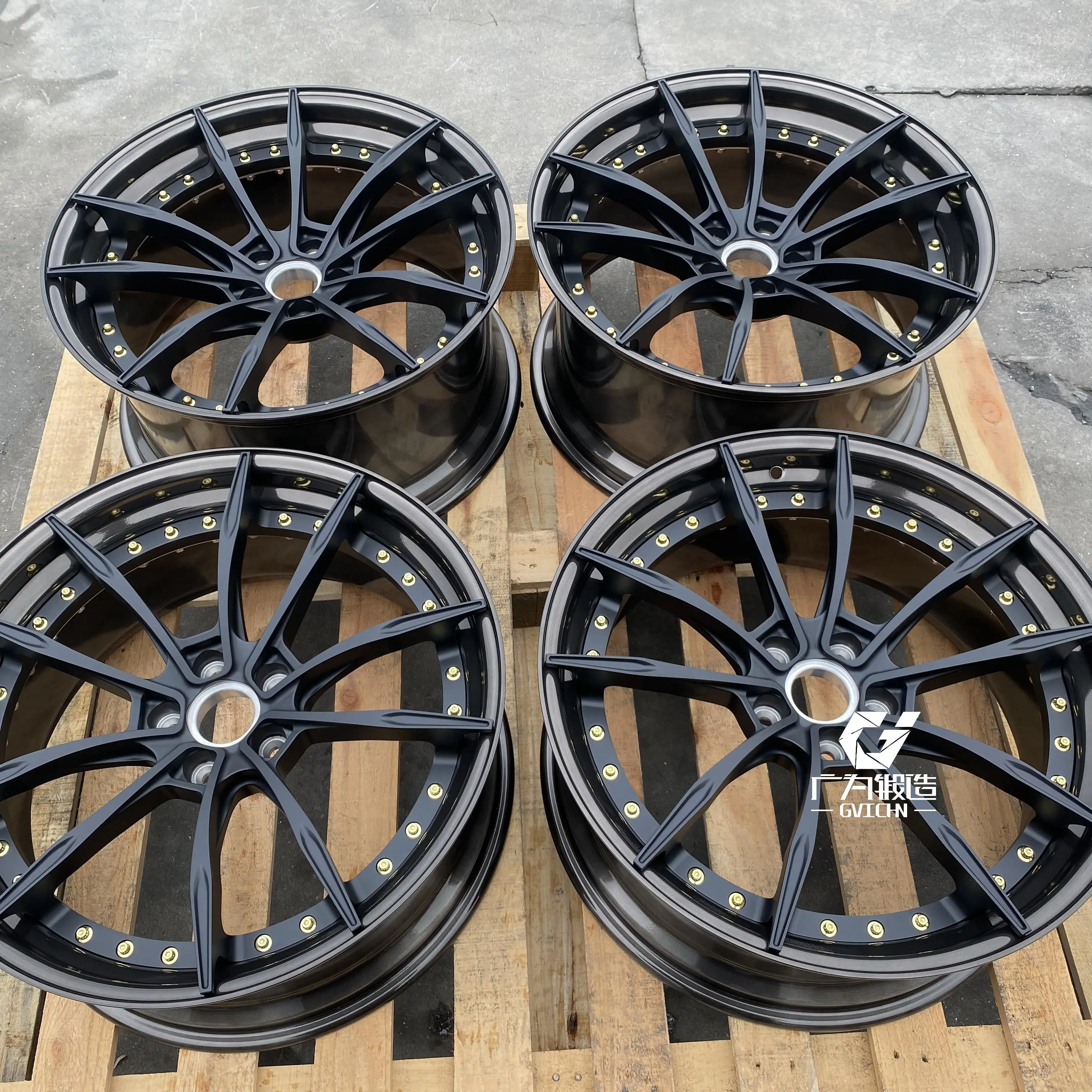 GVICHN Custom 18 19 20 21 22inch Rim 5x112 5x114.3 5x120 6061 T6 Aluminum Alloy Two Piece Forged Racing Passenger Car Wheels