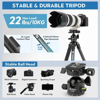 Ultra Stable Lightweight Professional Travel Tripod With 360 Ball Head and Arca Swiss QR Plate for Camera Carbon Fiber Tripod detail image