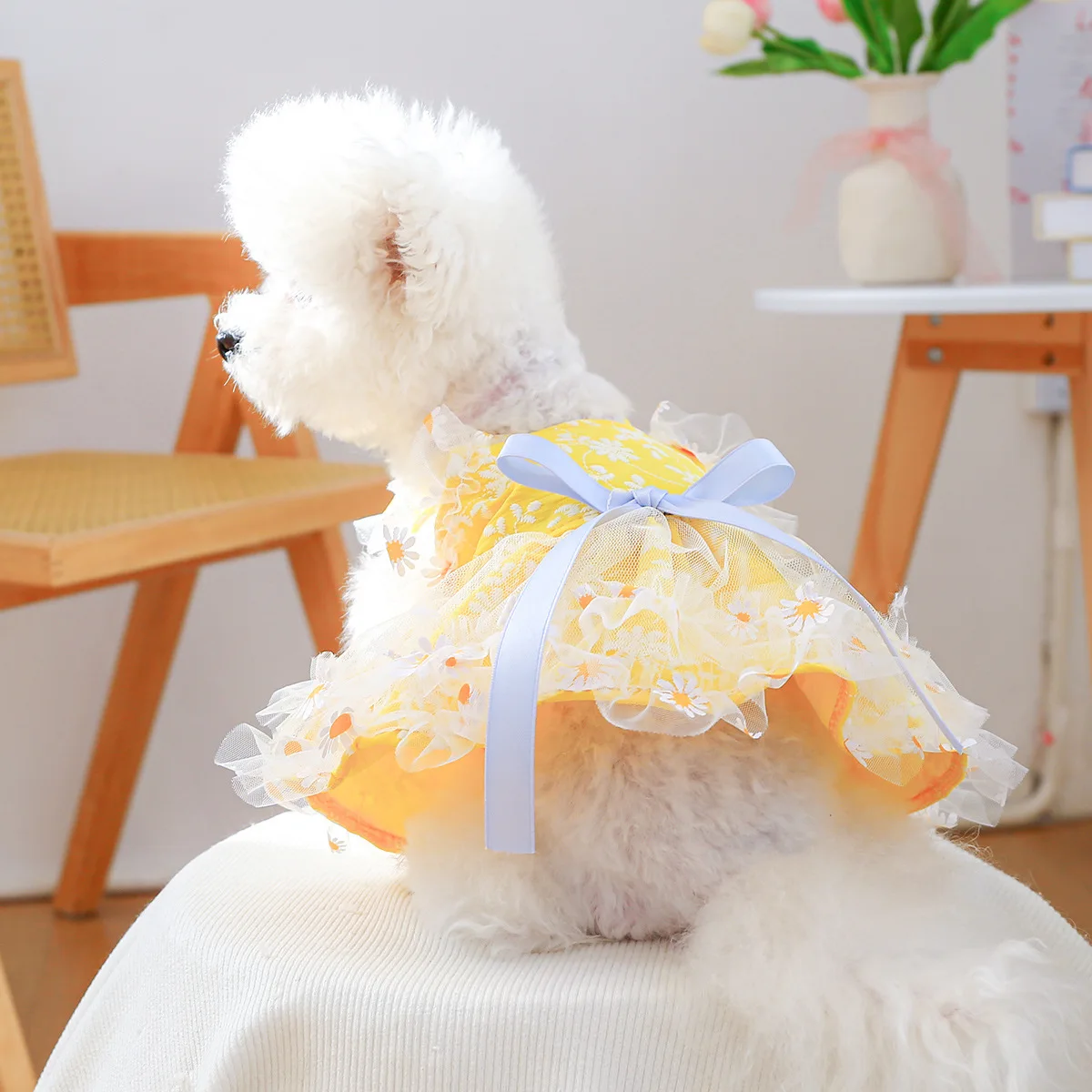 Pet Clothes Vendors Wholesale Spring and Summer Fashion Casual Daisy Halter  Chiffon Dress for Small Pets and Dogs