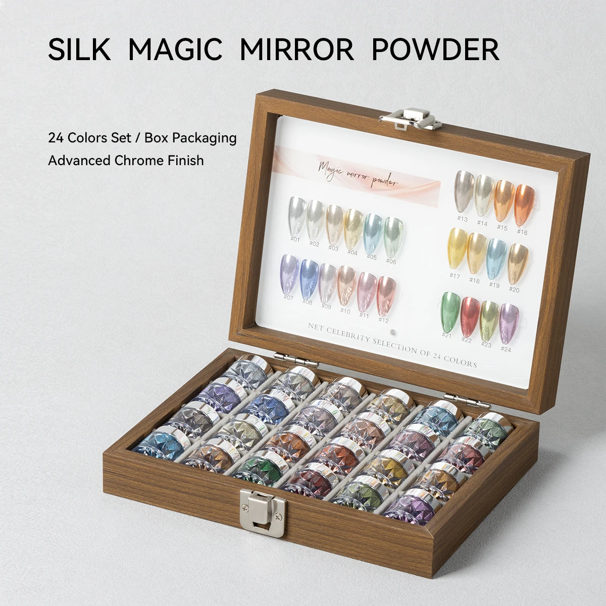 Vinimay 4 Styles Nail Magic Mirror Powder - Aurora Shiny Effect, Easy to Blend for Gel Polish & Acrylic Nail Art Decoration