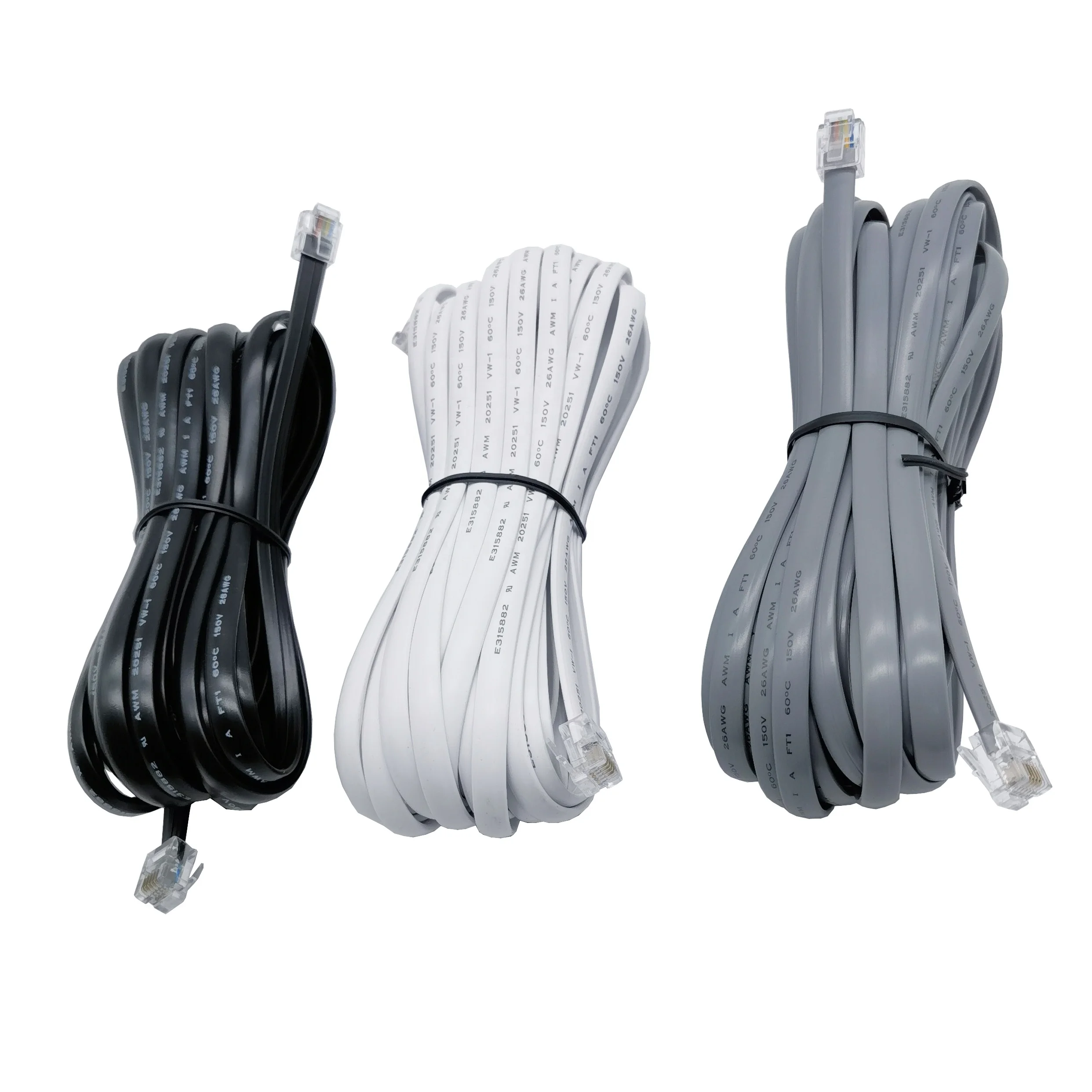 rj11flat telephone communication cable 26awg copper conductor 6p6c RJ12 ...