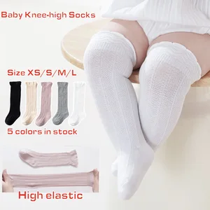 Custom Logo Print Spring Autumn Baby Socks for Girls Children's Tall Socks Newborn Double Needle Lace Baby Knee-high Socks