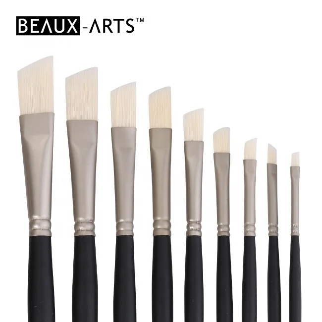 Angular Synthetic Hog Bristle Hair Artist Brush Set for Oil/Acrylic Painting