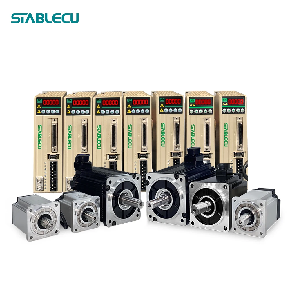 CNC lathe machine AC 220V servo motor and drive kit Ethercat CANopen 2kw 9.55N.m 485 speed and analog control servo drive motor