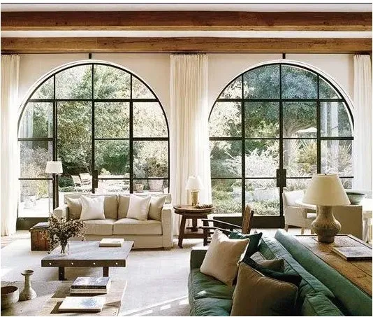 Steel Window Black Color Arch Windows French Window Grill Design
