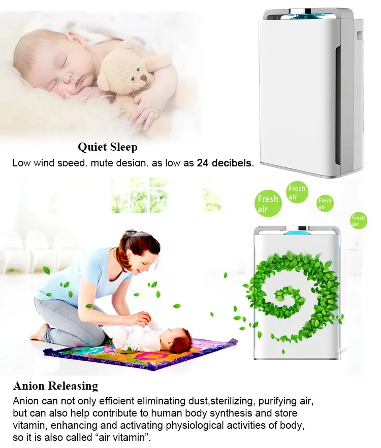 Smart wifi air purifier cleaner H13 true hepa humidifier air purifier air cleaner for home