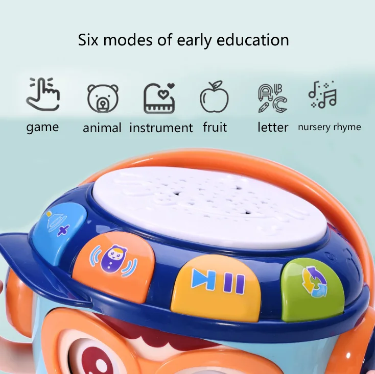 Children multifunctional tumbler hand clap drum baby light soothing music puzzle early education toy for 0-3 years old baby