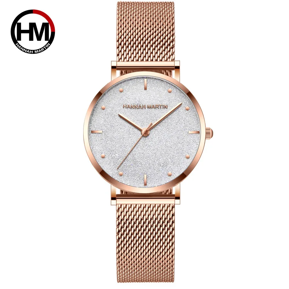 Hannah Martin Watch Factory Japan Movement 3 Bar Wholesale Low Price Minimalist Custom Logo Luxury Quartz Wrist Watch for Women