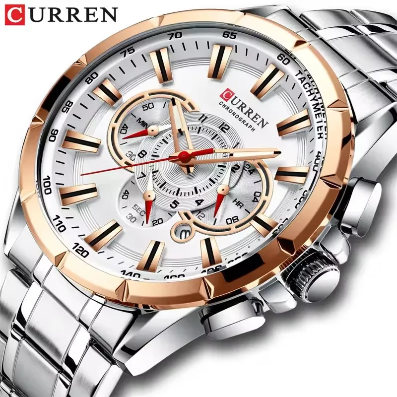 CURREN 8363 Fashion Casual Mens Quartz Watch Stainless Steel