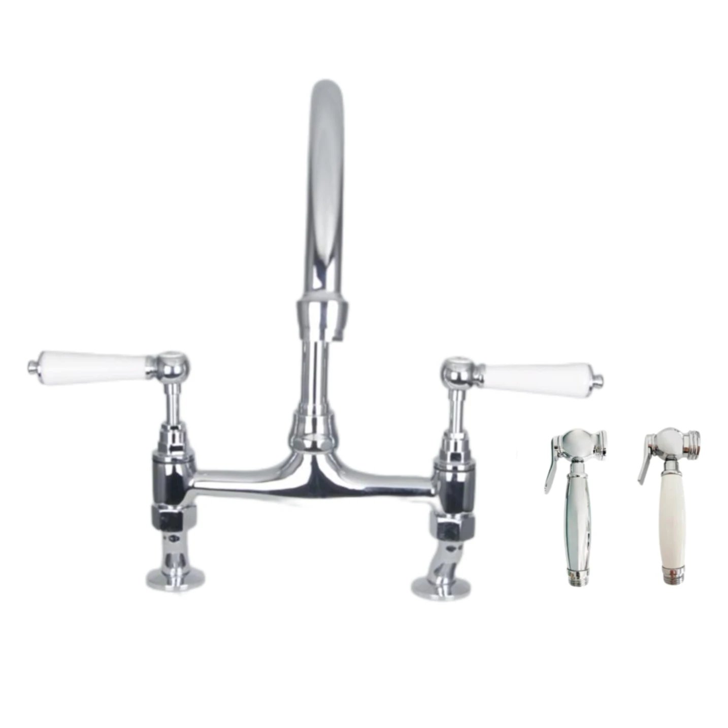 Luxury Bridge Brass Kitchen Tap With Side Sprayer factory