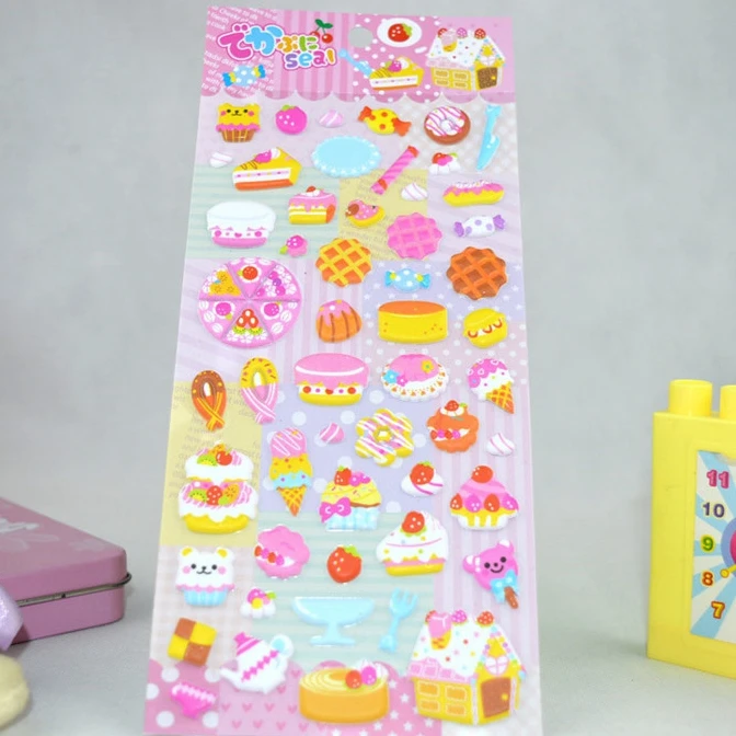 Custom Design 3D Donut Shaped Puffy Stickers for Girl Eco Friendly Cute Cartoon Bubble Sticker