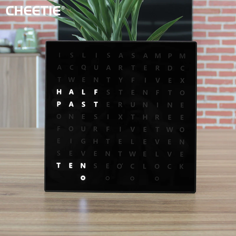 Reloj de pared electrónico CP037, muestra gratis, Sharper, decoración,  pantalla de texto LED, reloj de palabras