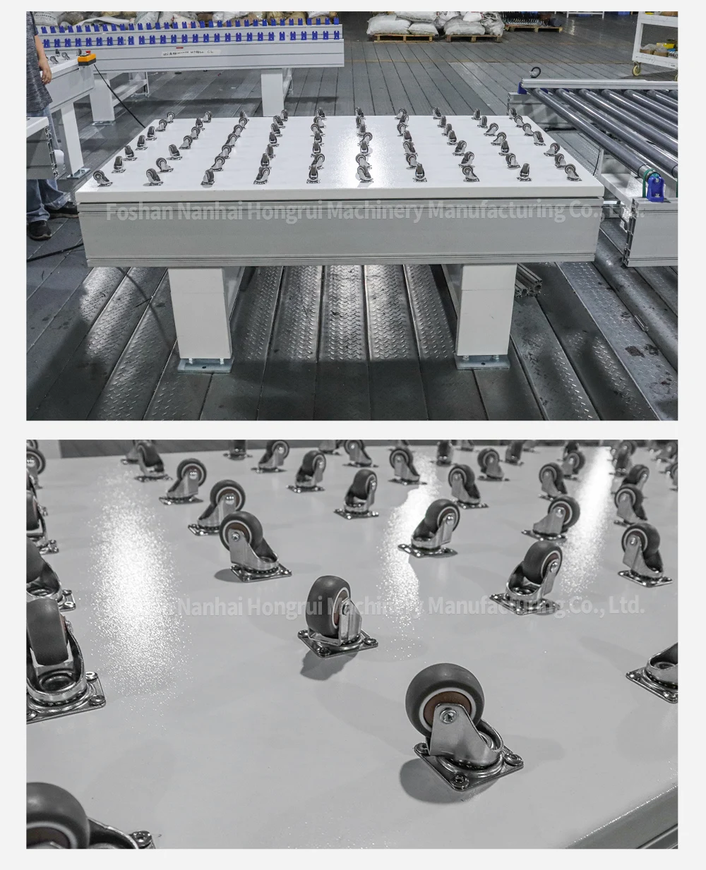 Hongrui is a customized roller table for sheet metal transportation, lifting and universal ball platform factory