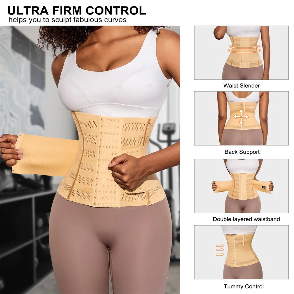Double Belt Waist Cinchers Women Full Body Mesh Trimmer Wrap Corset Waist Trainer Shaperwear Tummy Control Shaper for Women supplier