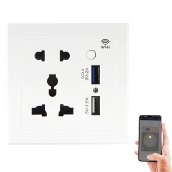 SMATRUL Tuya Wifi Smart Socket US Plug Quick Fast Charger 3.0 USB Charging Timing App Electrical For Google Home Alexa
