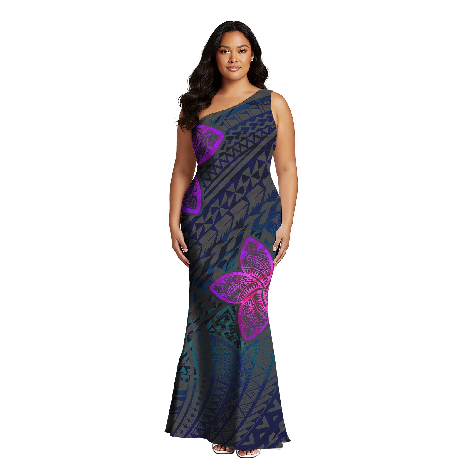Trendy Aloha Dress for Women High Quality Elegant Clothes Samoan Beach Ladies Wear Polynesian Tribal Sexy Sloping Shoulder Dress