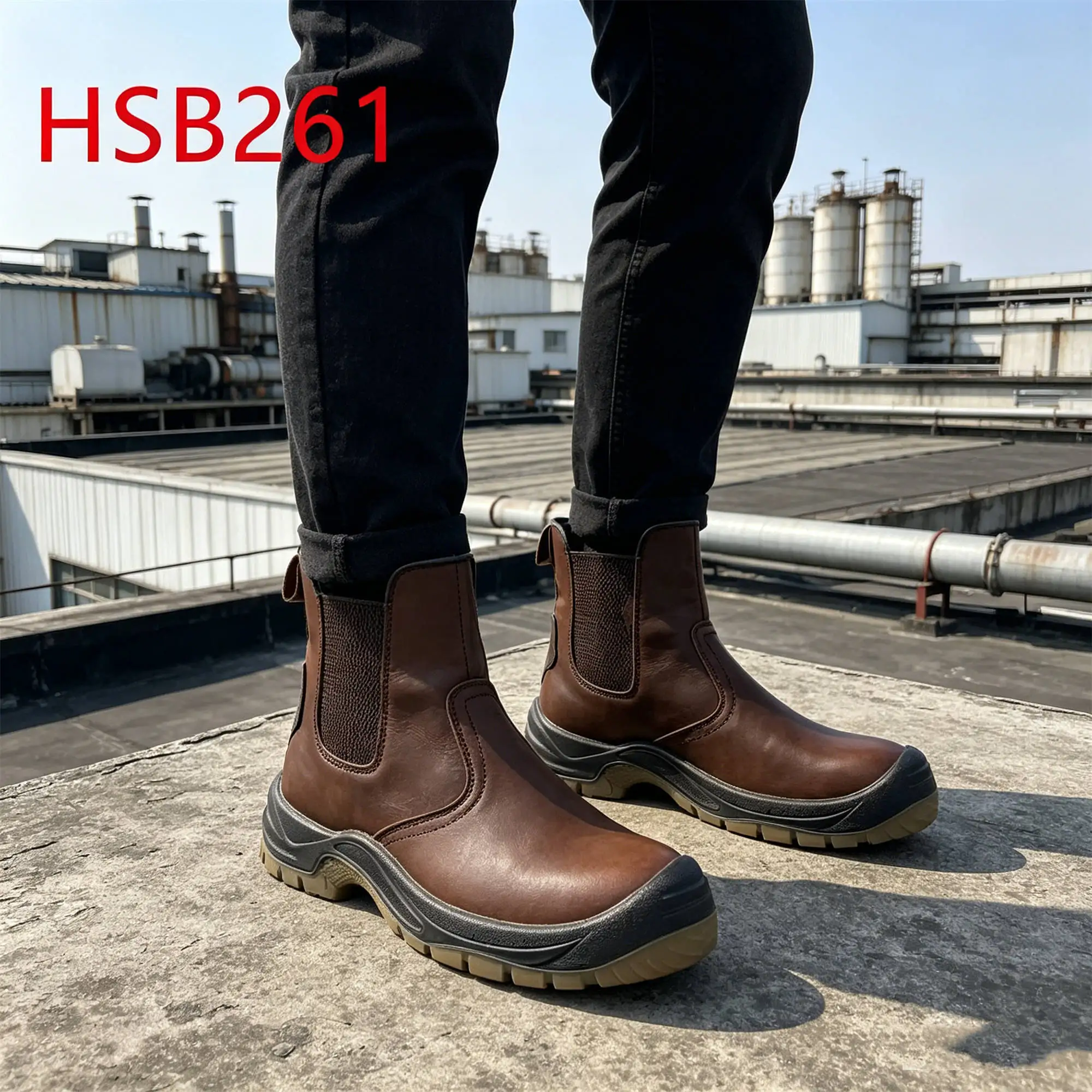 ZYF,Ireland Market Popular Quality Crazy Horse Leather Brown Safety Shoes Anti-hit&puncture Work Security Footwear HSB261