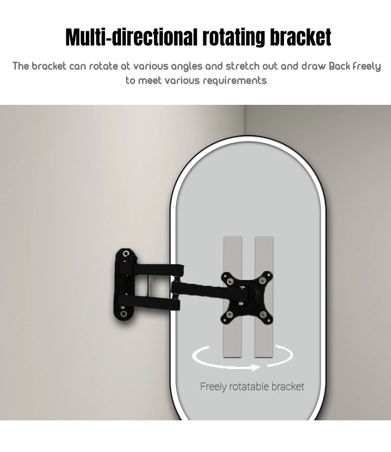 product oval shape aluminum framed rotating stretching bathroom mirror wall mounted make up foldable mirror washstand mirror-8