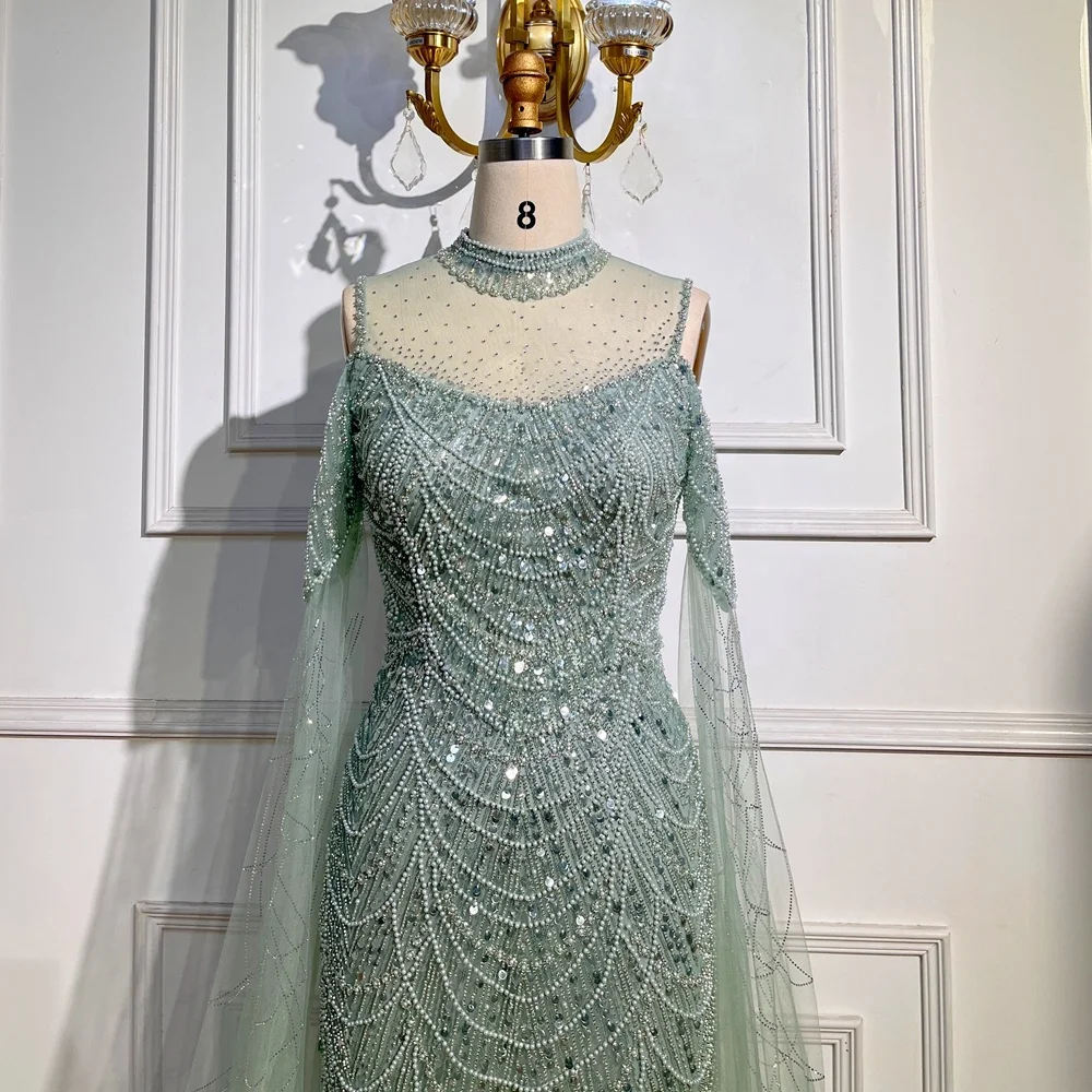 green emerald velvet dress A Line Cowl Neck Tie Straps Sage Green Prom Dresses with Split US2 / As Picture main image 0