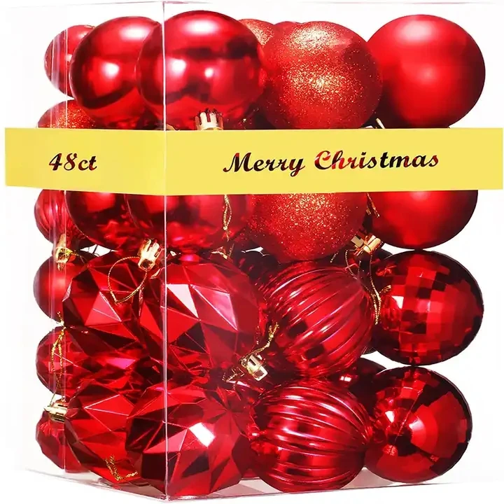 Hot Sale Plastic Christmas Ball Red Christmas Ball For Home Decoration 3cm To 60cm Customization