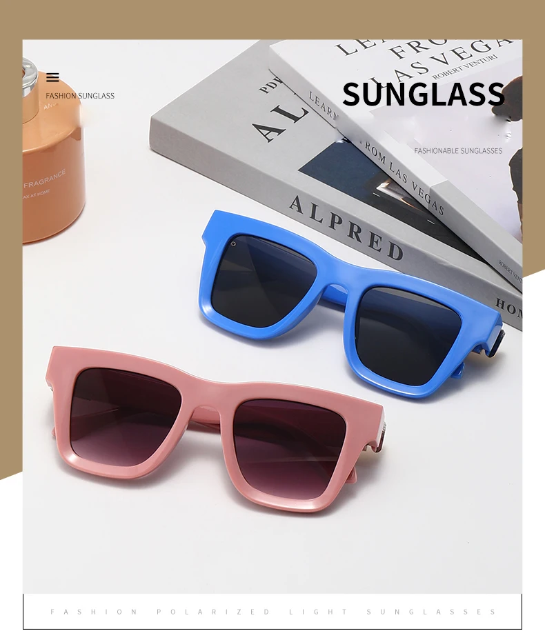 Square Large Frame Colorful Sunglasses Men Women Famous Brand Fashion ...