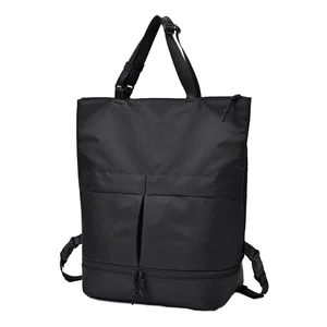 Solid Color Men's Women's Casual Dress Style Large Capacity Waterproof Nylon Tote Travel Backpack Shoulder Handbag