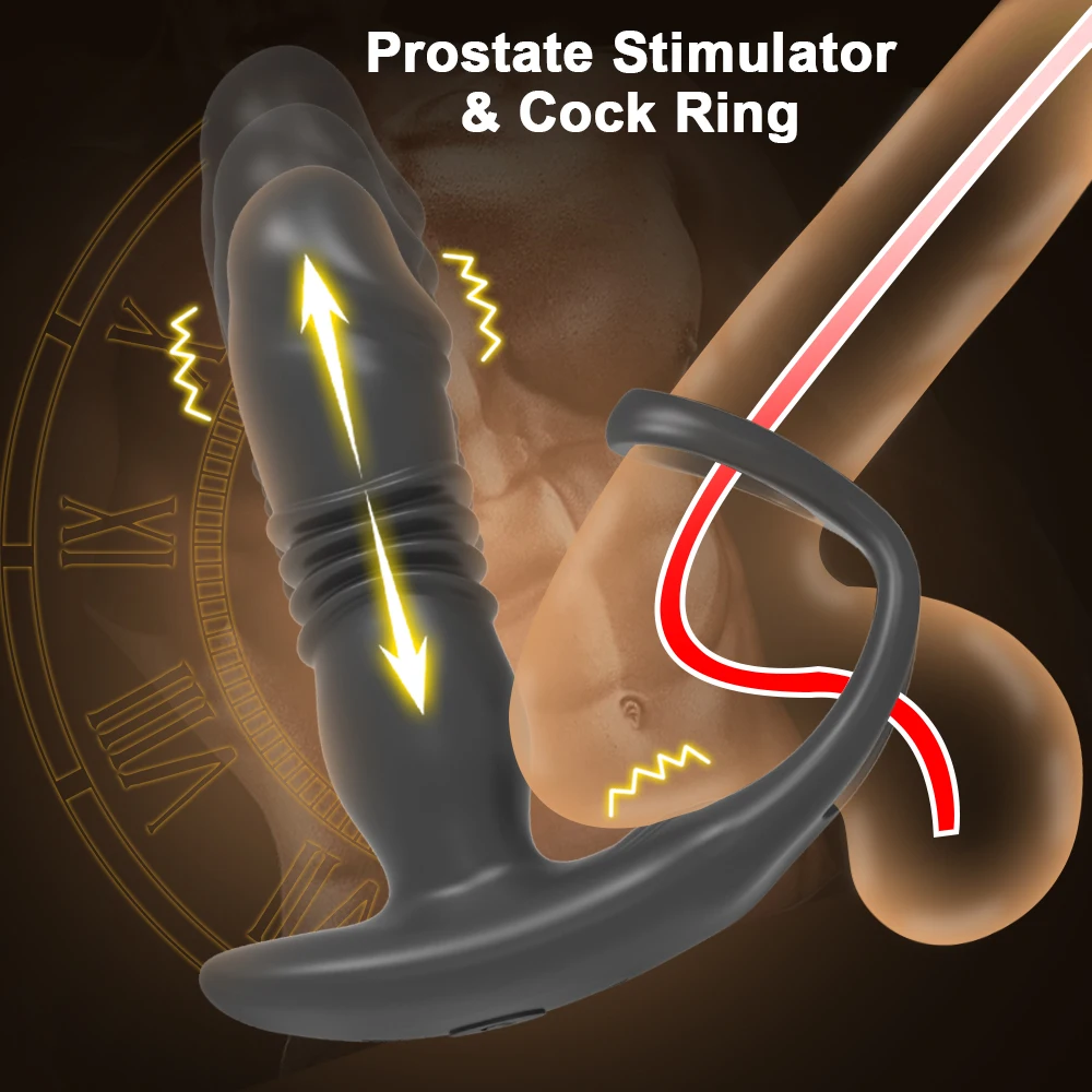 App Control 9 Thrusting and Vibration Modes  Prostate Stimulator and Cock Ring Anal Plug for Men