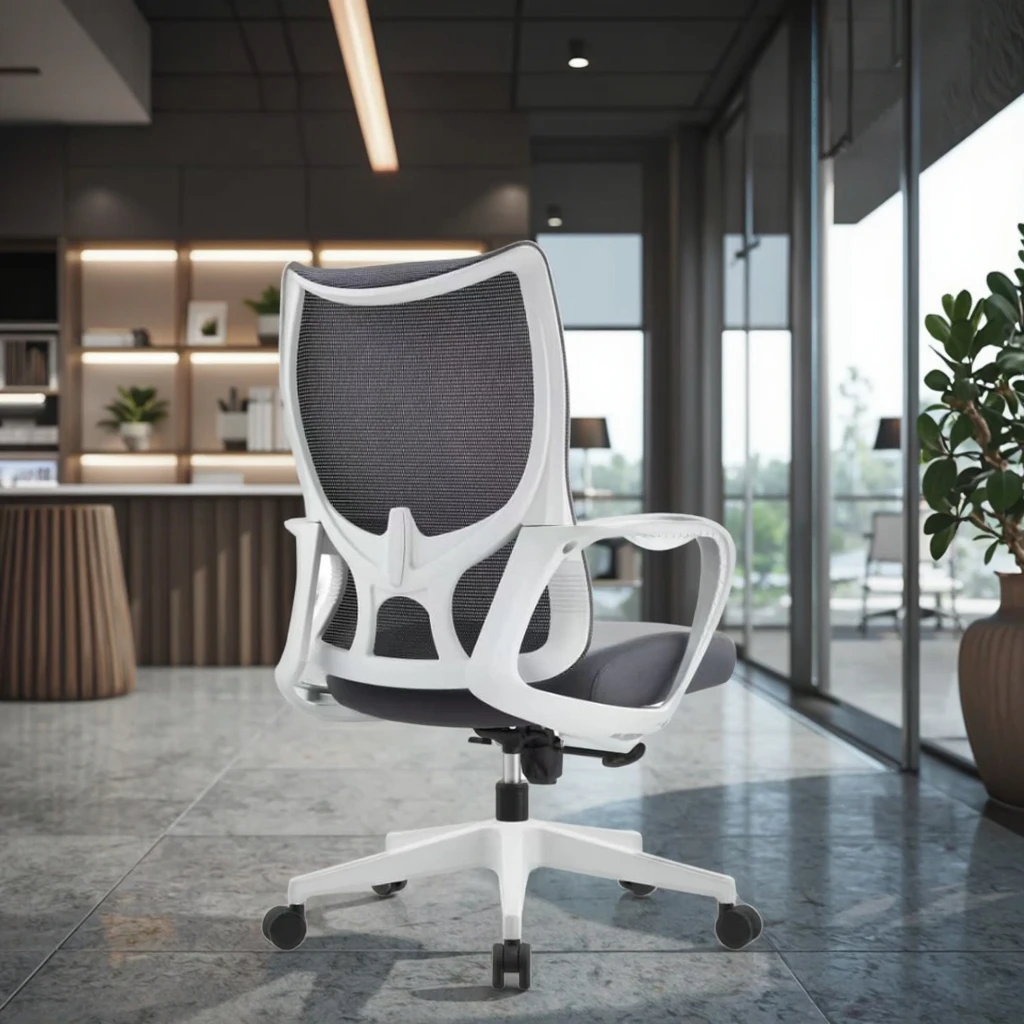 Economy Grey Office Chair Ergonomic Spine Support Molded Sponge Butterfly Chassis Basic Comfort 5