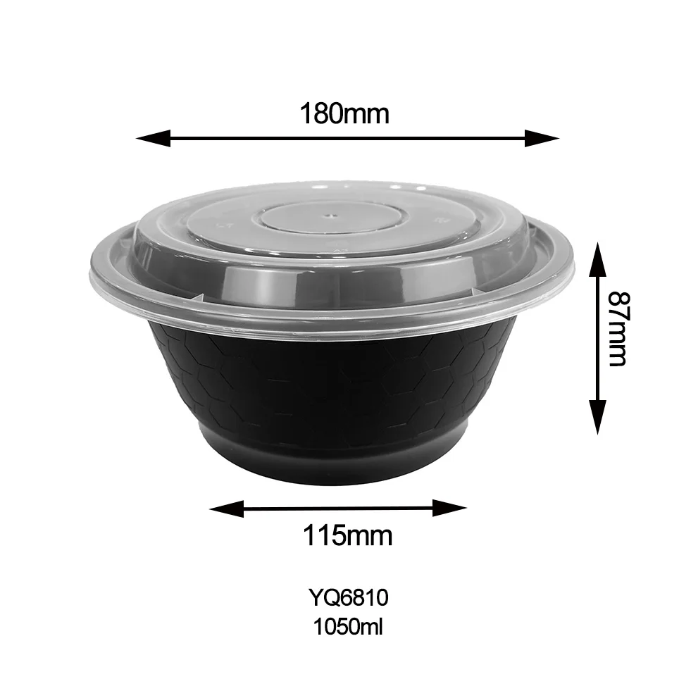 Yiqiang Catering Round Plastic Disposable Noodle Soup Ramen Bowl With Dome Lid Buy 40 Oz Black