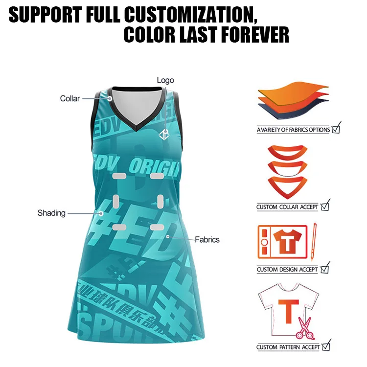 High Quality Personalization Custom Plus Size Netball Dress