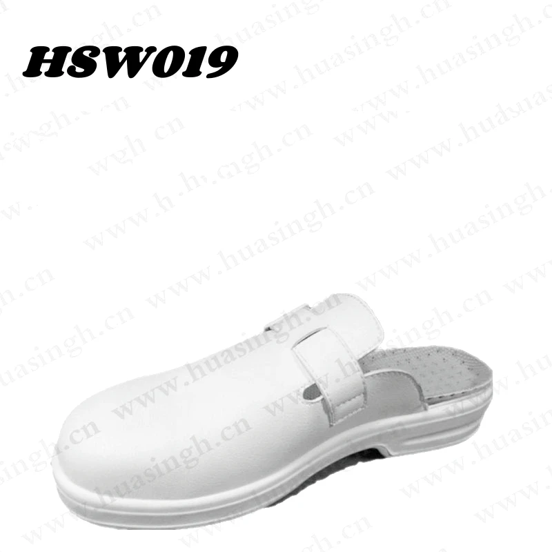 Rwh,easy Wear Light Weight Belt Buckle Design White Security slippers Anti-piercing PU Injection Sole Work Safety Clogs HSW019