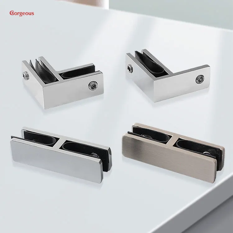 90 Degree Stainless Steel 180 Degree Glass to Glass Clamp Matte  Glass clip For Swimming Pool Fencing Railing Accessories