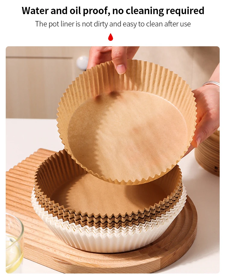 50pcs/set Brown And White High Quality Air Fryer Paper High Temperature Air Fryer Pan Paper