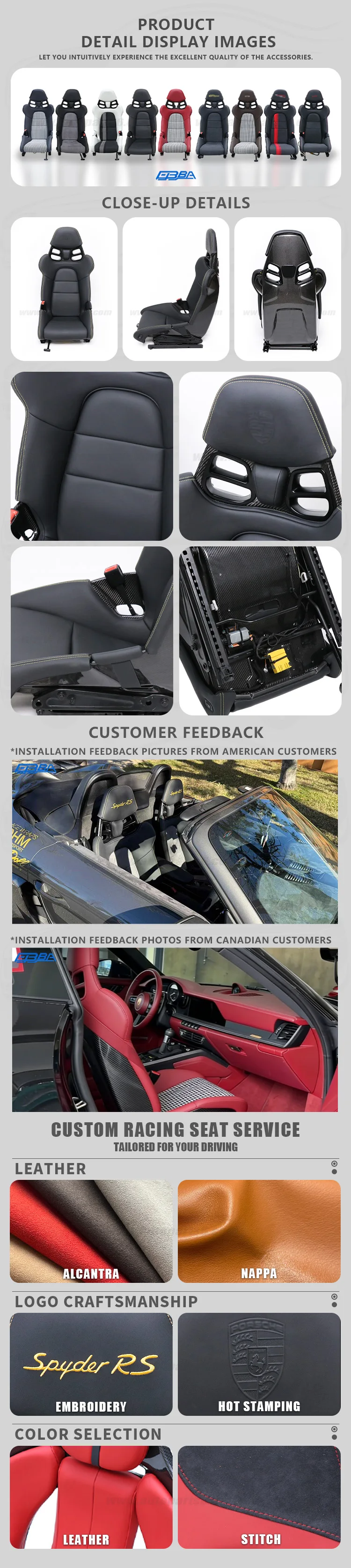 product factory price customizable car racing seats dry carbon fiber car seats for porsche 991 careera-3