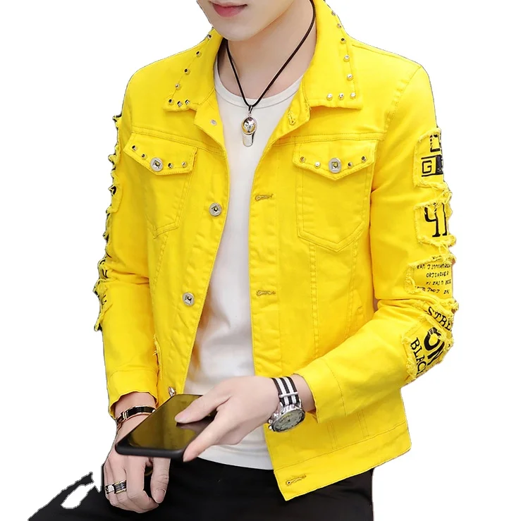 Men's Casual Ripped Jean Jacket Men Streetwear Hip Hop Bomber