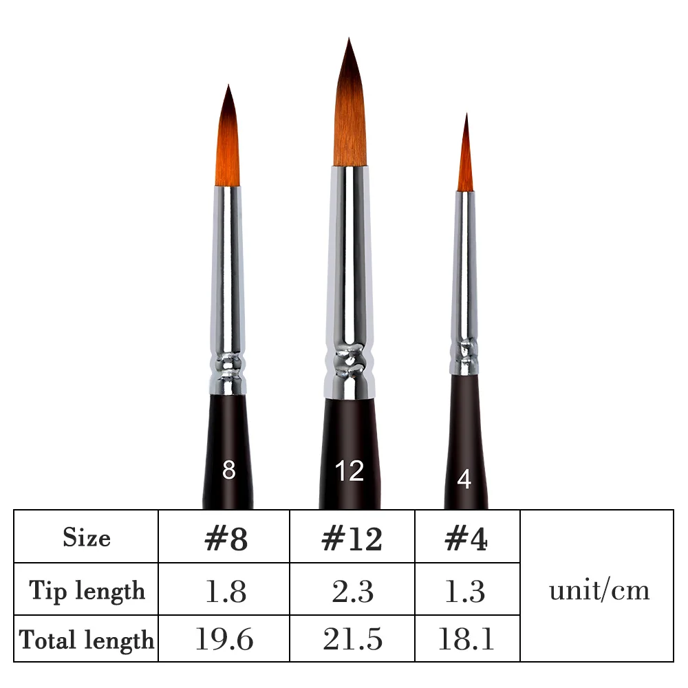 
100% Kolinsky соболиный ворс, Круглый наконечник, металлическая ручка, для путешествий, набор кистей для рисования акварелью 