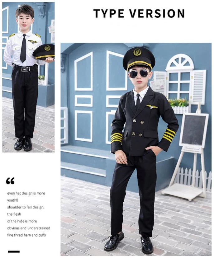 Custom Cosplay Boys Pilot Uniform Performance Airline Pilot Uniform ...